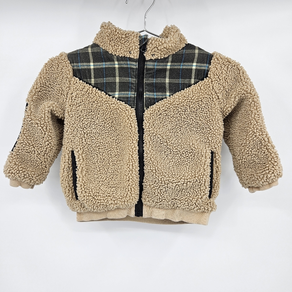 For Love & Lemons Lil Lemons Sherpa Jacket Plaid Tan 4T
